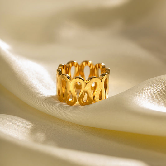 18K Gold Stainless Steel Symmetrical Ring