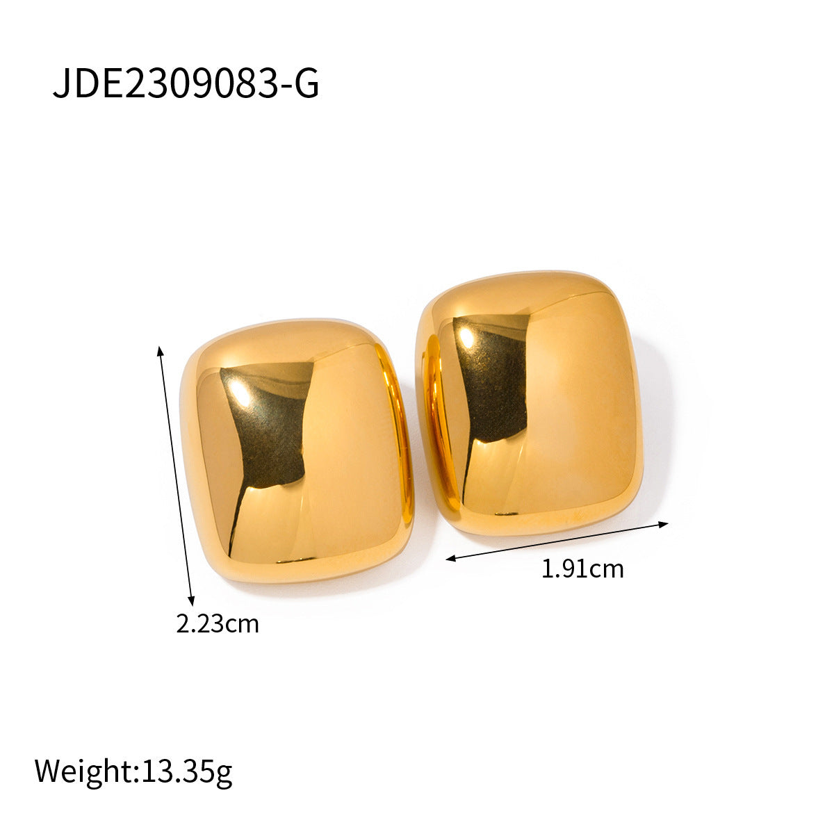 18K Gold Stainless Steel Square Earrings