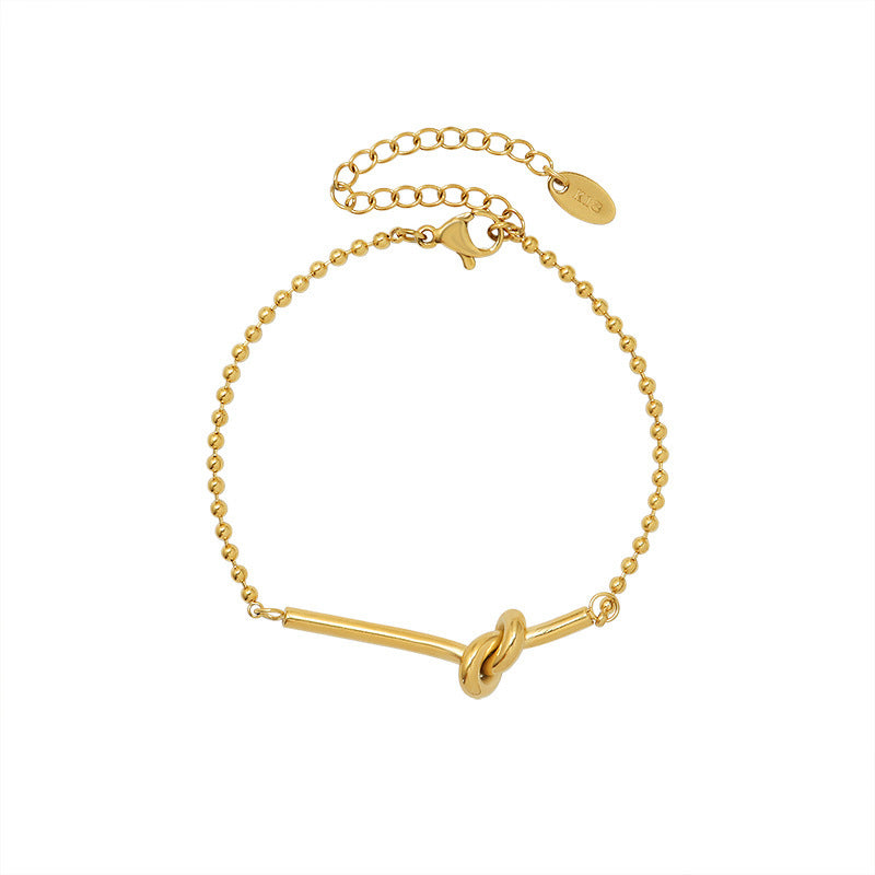 18K Gold Heart Shaped Bead Chain Bracelet