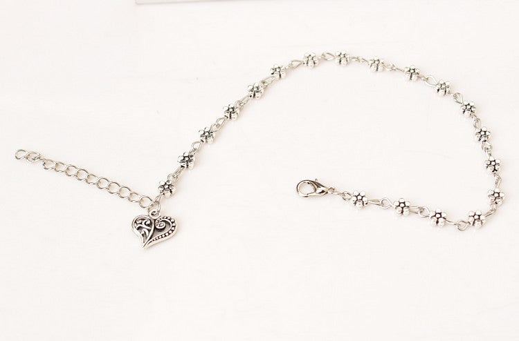 Silver Heart shaped Anklet