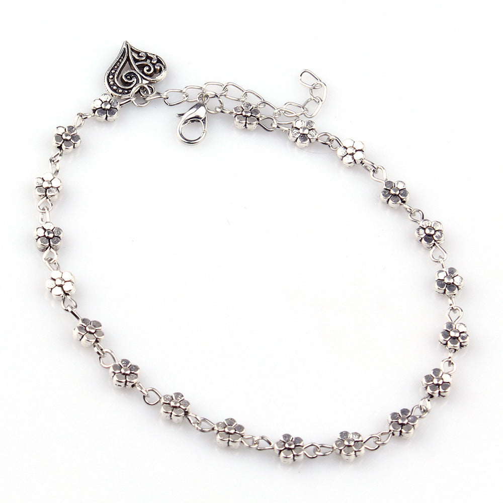 Silver Heart shaped Anklet