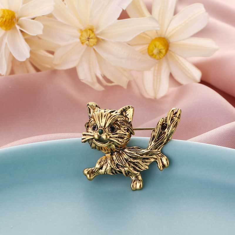 Retro Cute Cat Metal Brooch Animal Pins