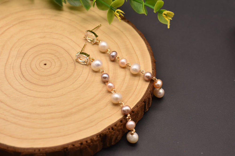 GLSEEVO Pearl Long Minimalist Earrings