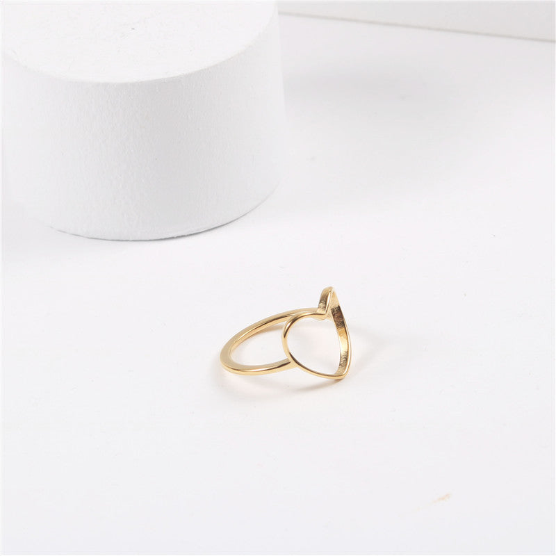 18K Gold Plating Hollow Love Heart-shaped Ring