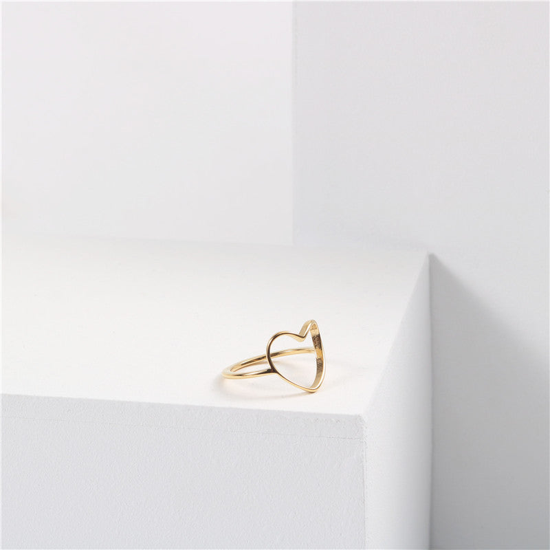 18K Gold Plating Hollow Love Heart-shaped Ring