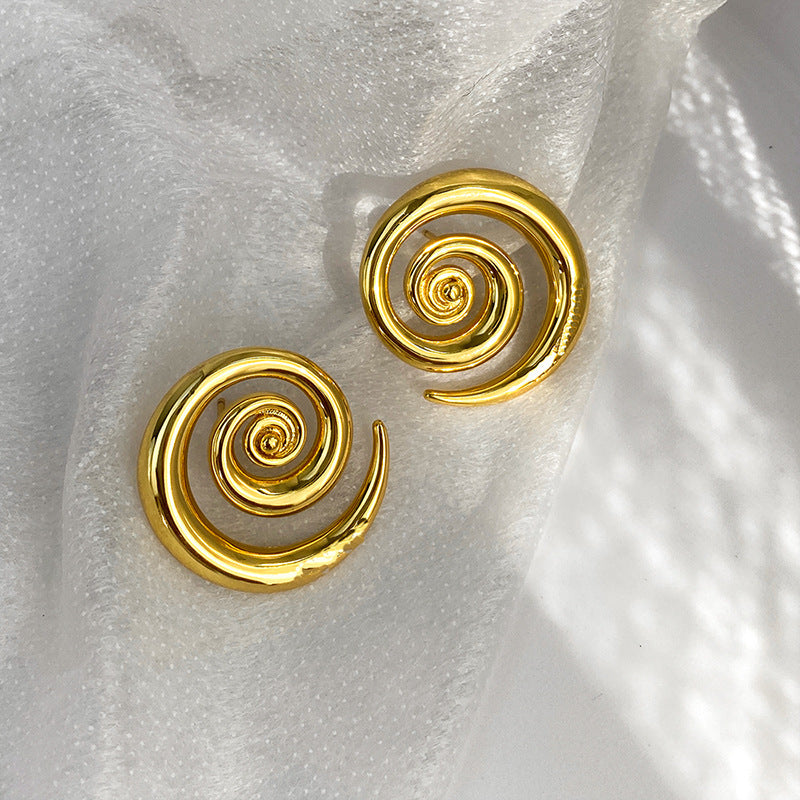 18K Geometric Rotation Gold Earrings