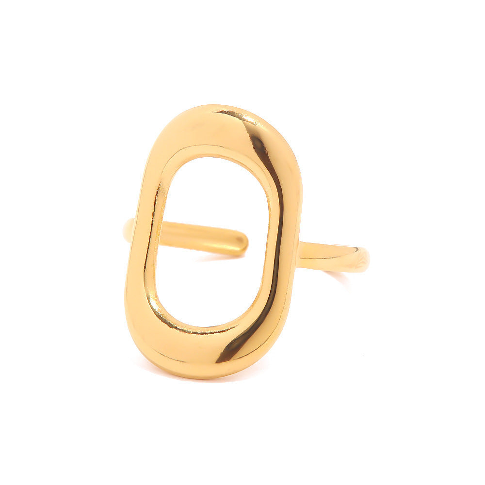 Fashionable 18k Gold Openwork Geometric Rectangle Ring