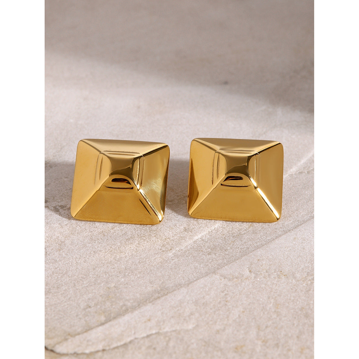 18k Gold Stainless Steel Square Earrings