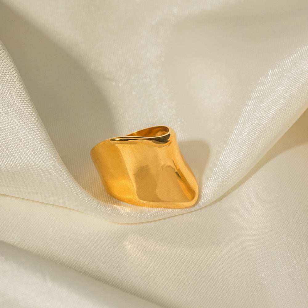 18K Gold Stainless Steel Minimalist Wide Ring