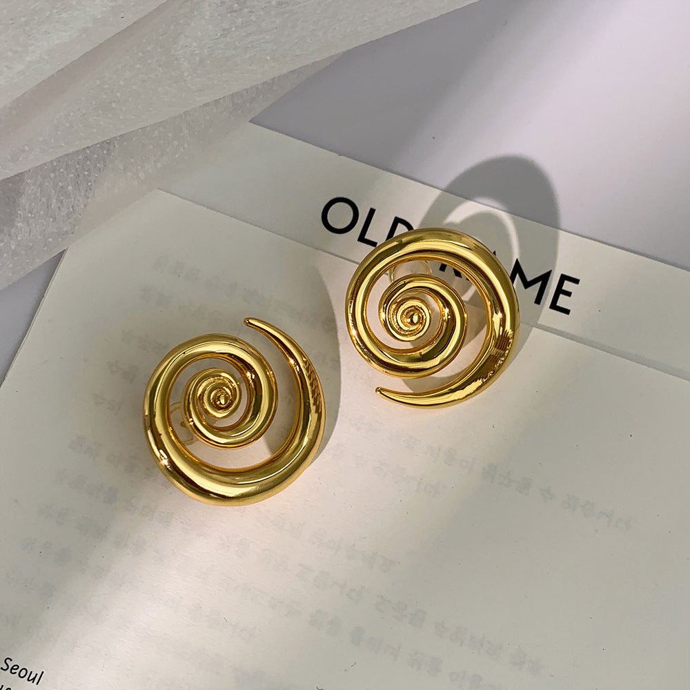 18K Geometric Rotation Gold Earrings