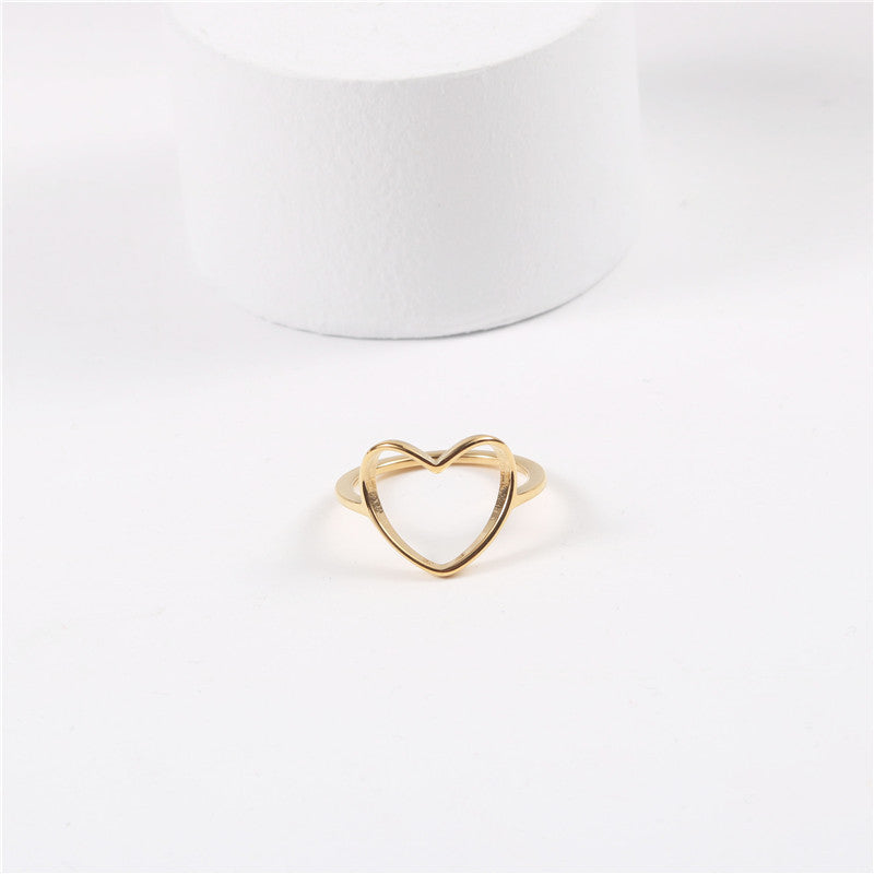 18K Gold Plating Hollow Love Heart-shaped Ring