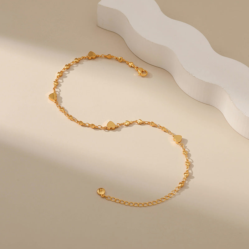 18K Charm Heart Anklet