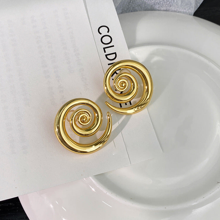 18K Geometric Rotation Gold Earrings