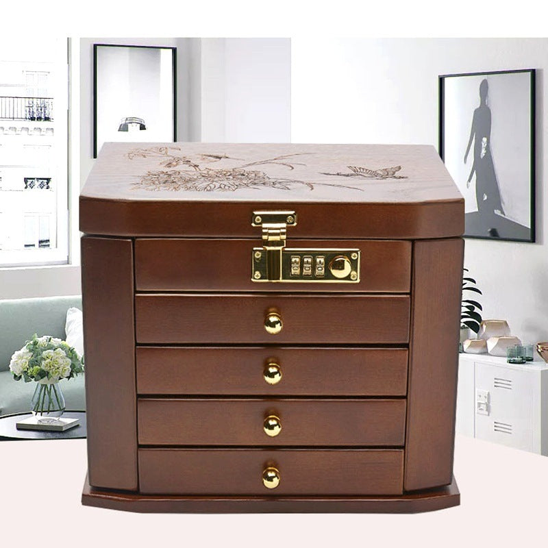 Solid Wood Jewellery Box with Combination Lock