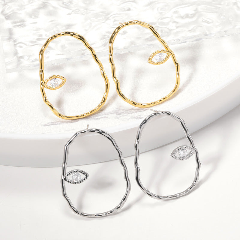 18k Gold-plated Geometric Eye Earrings