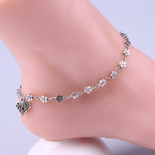 Silver Heart shaped Anklet