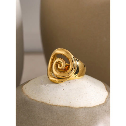 18K Gold Stainless Steel Spiral Ring Ins