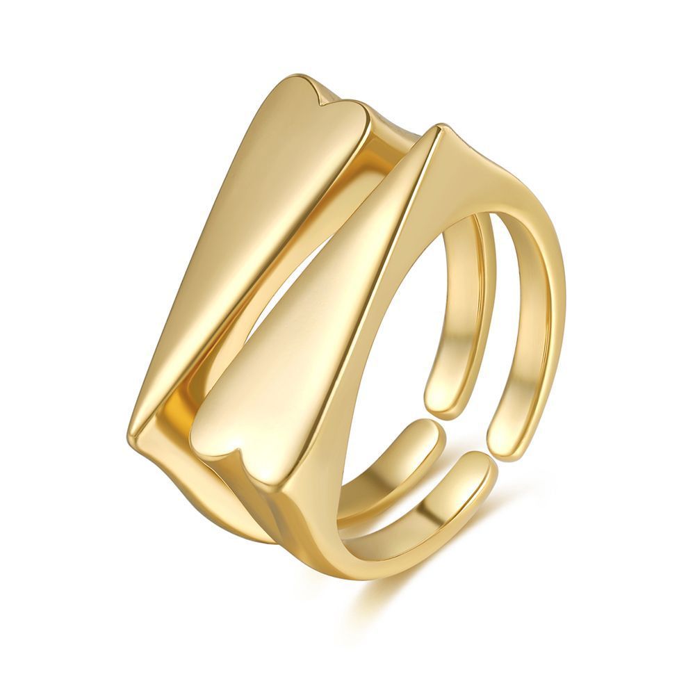 Paired Double Love Rings 18K Gold Color Preserving Jewelry