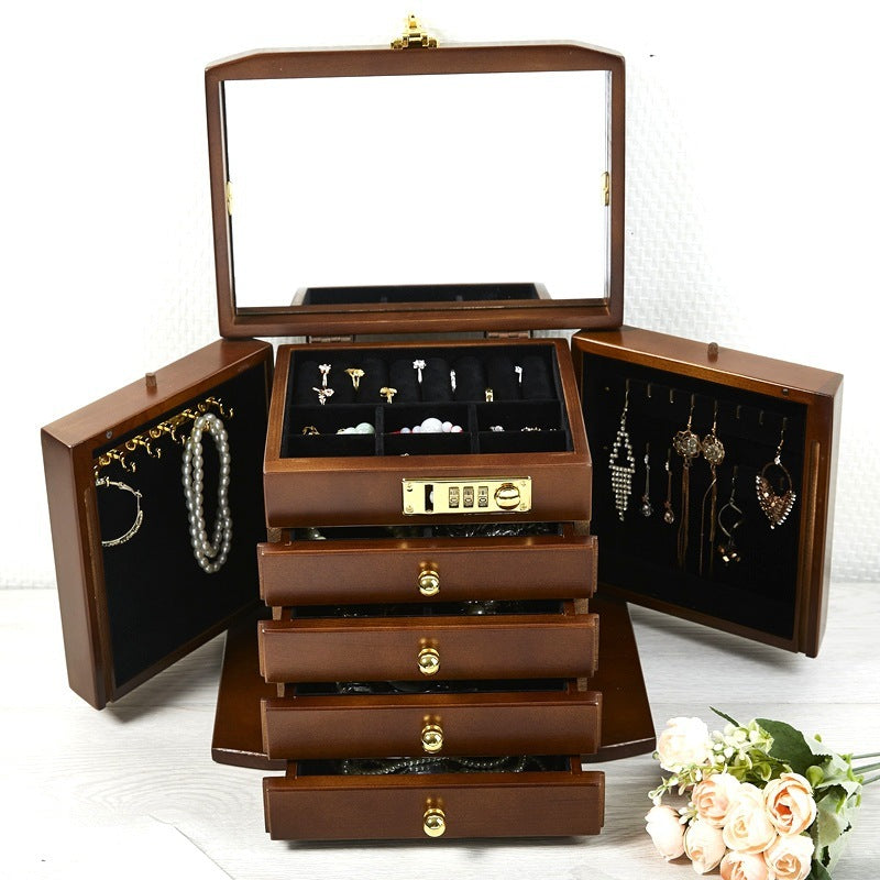 Solid Wood Jewellery Box with Combination Lock