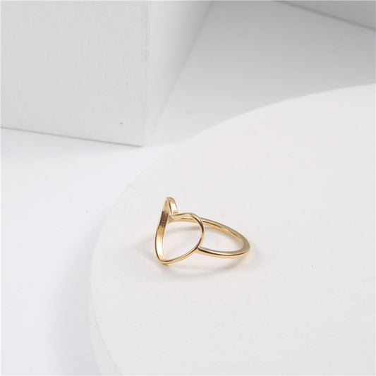 18K Gold Plating Hollow Love Heart-shaped Ring