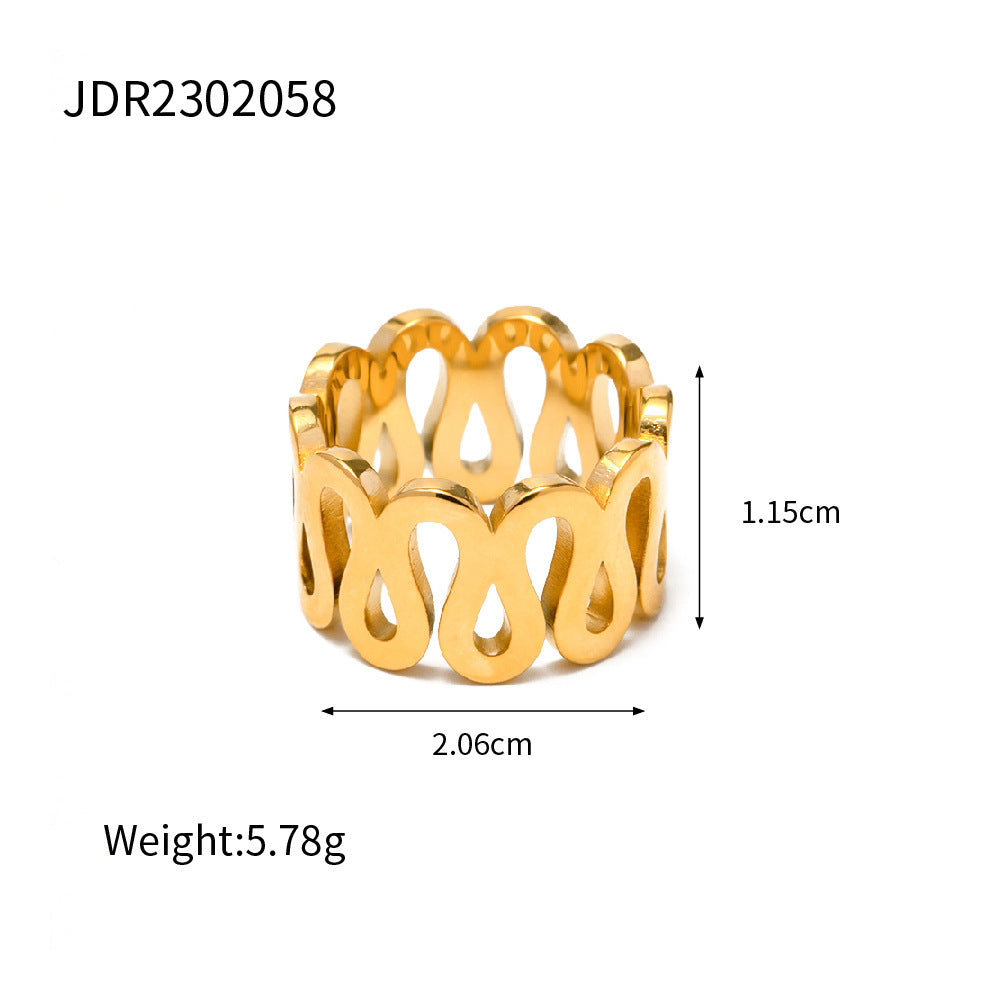 18K Gold Stainless Steel Symmetrical Ring