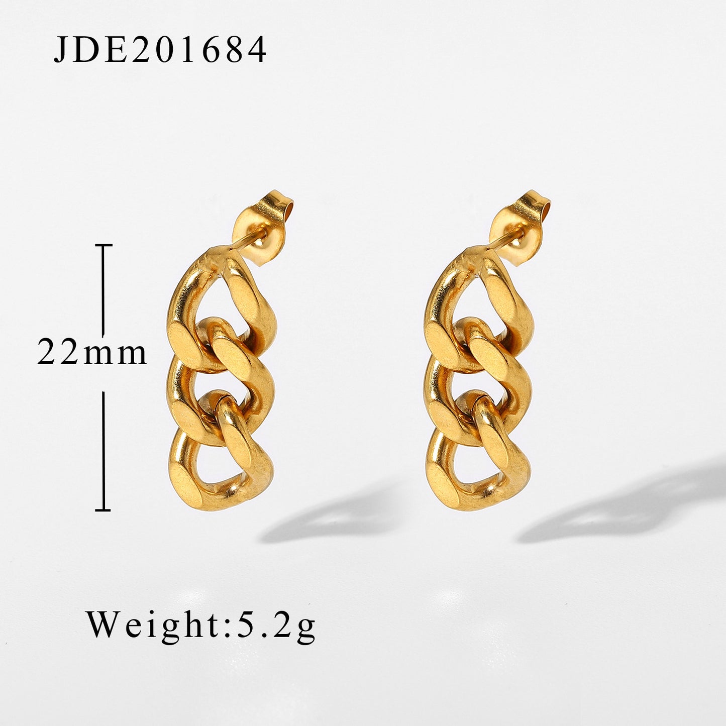 18K Gold Kingdee Round Heart-shaped Earrings