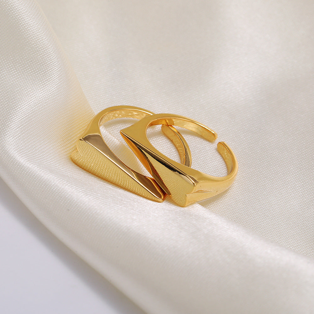 Paired Double Love Rings 18K Gold Color Preserving Jewelry