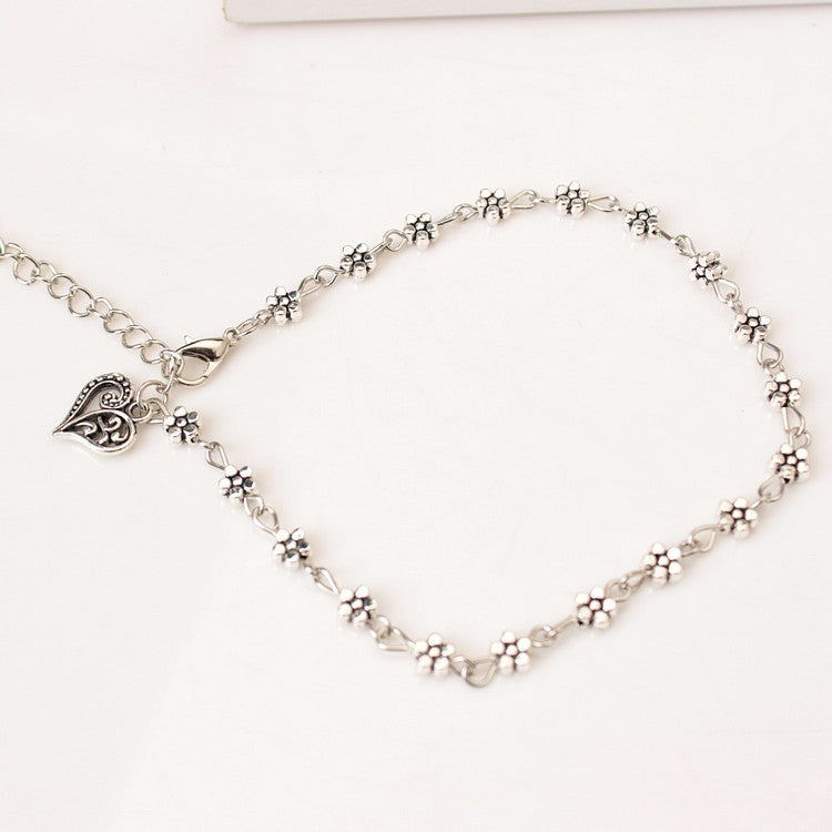 Silver Heart shaped Anklet