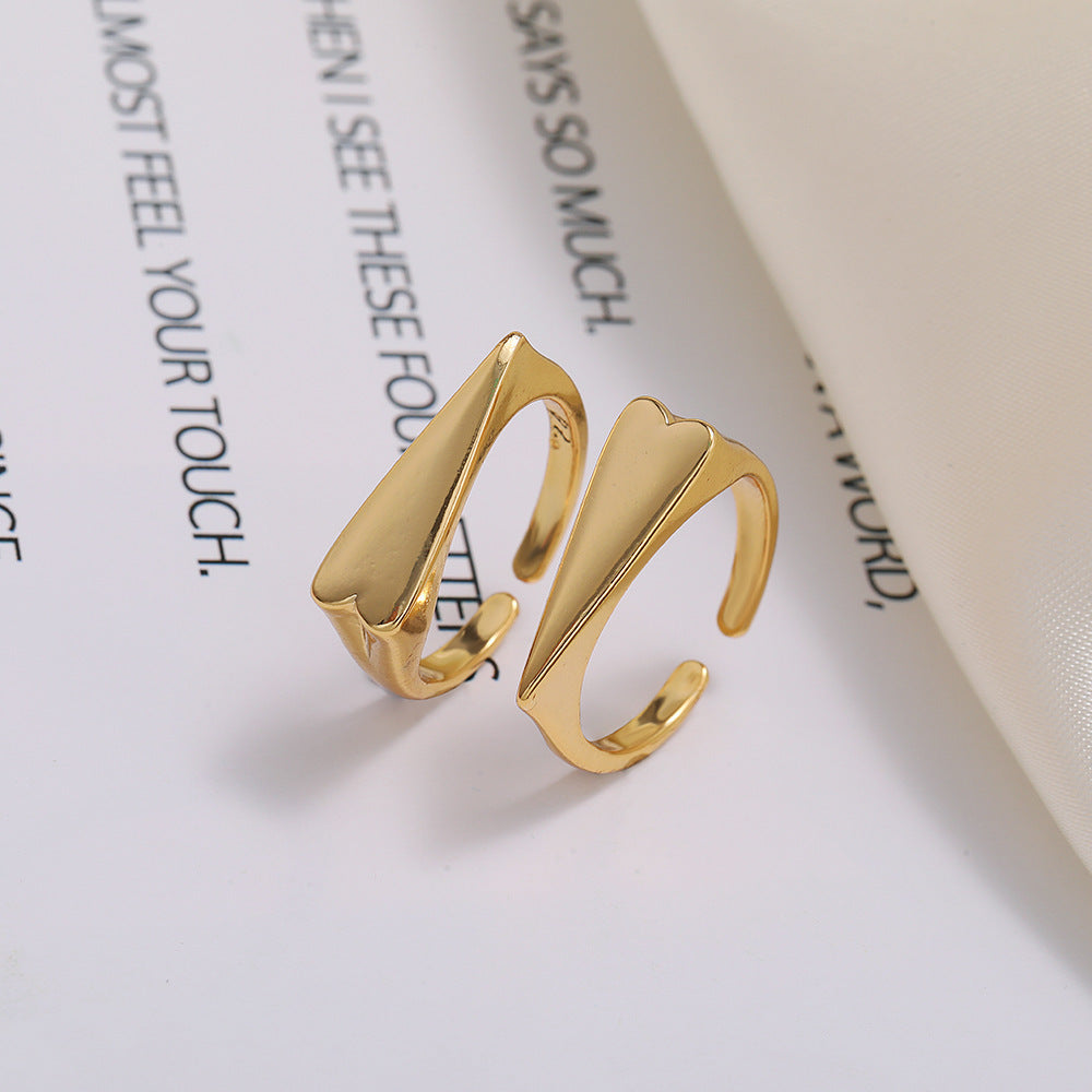 Paired Double Love Rings 18K Gold Color Preserving Jewelry