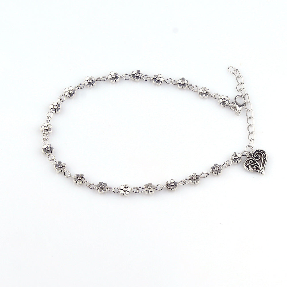 Silver Heart shaped Anklet