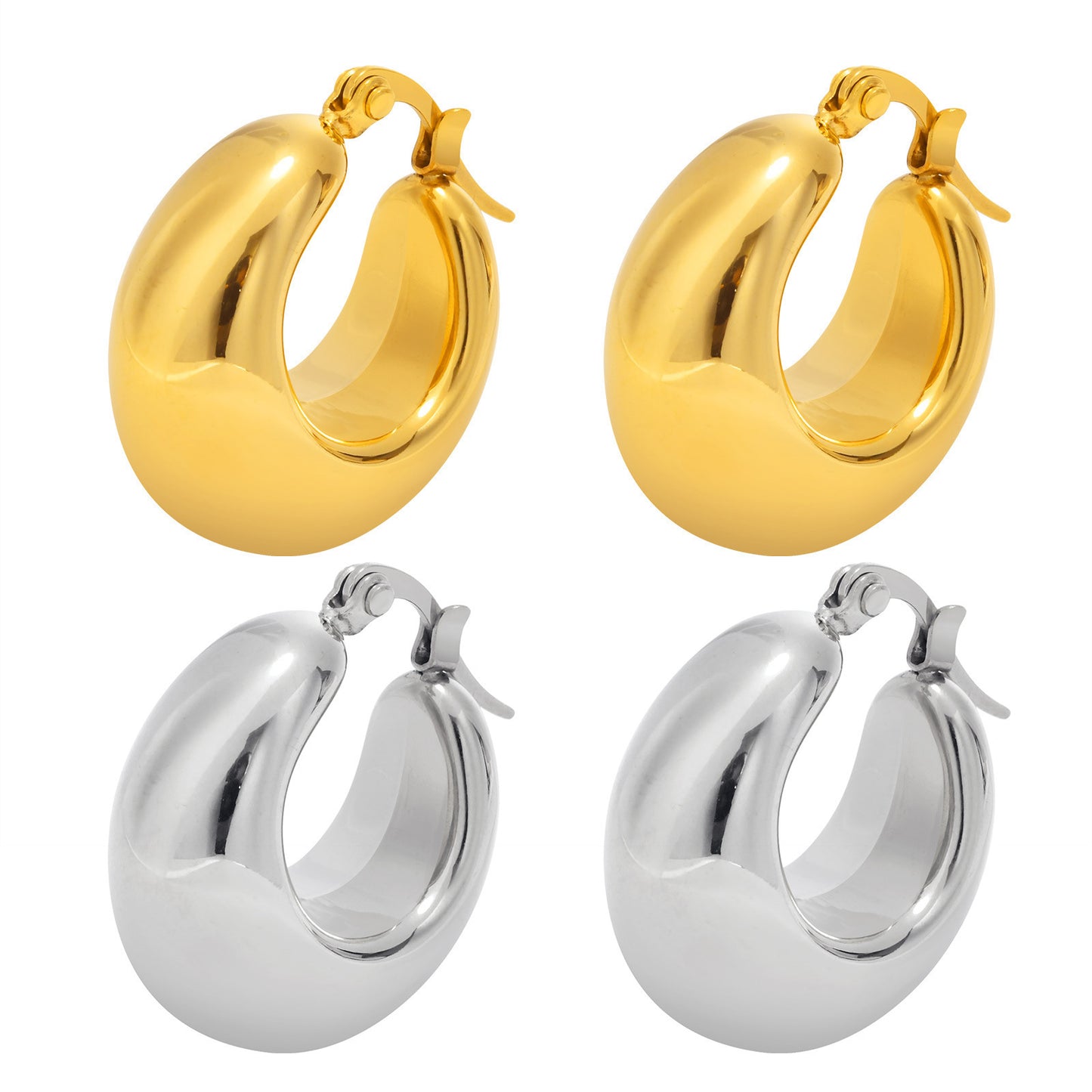 18K Gold Hollow Earrings