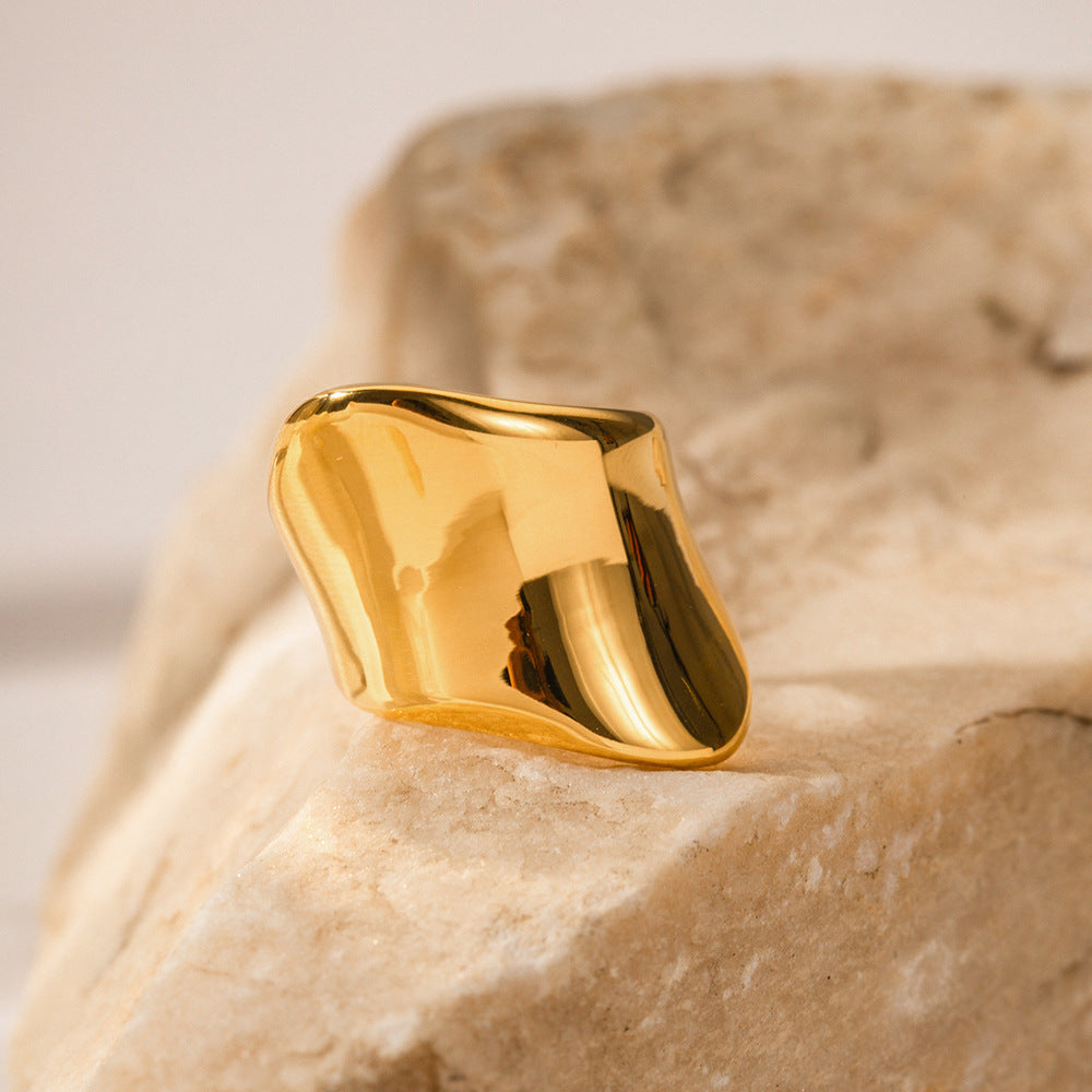 18K Gold Stainless Steel Minimalist Wide Ring