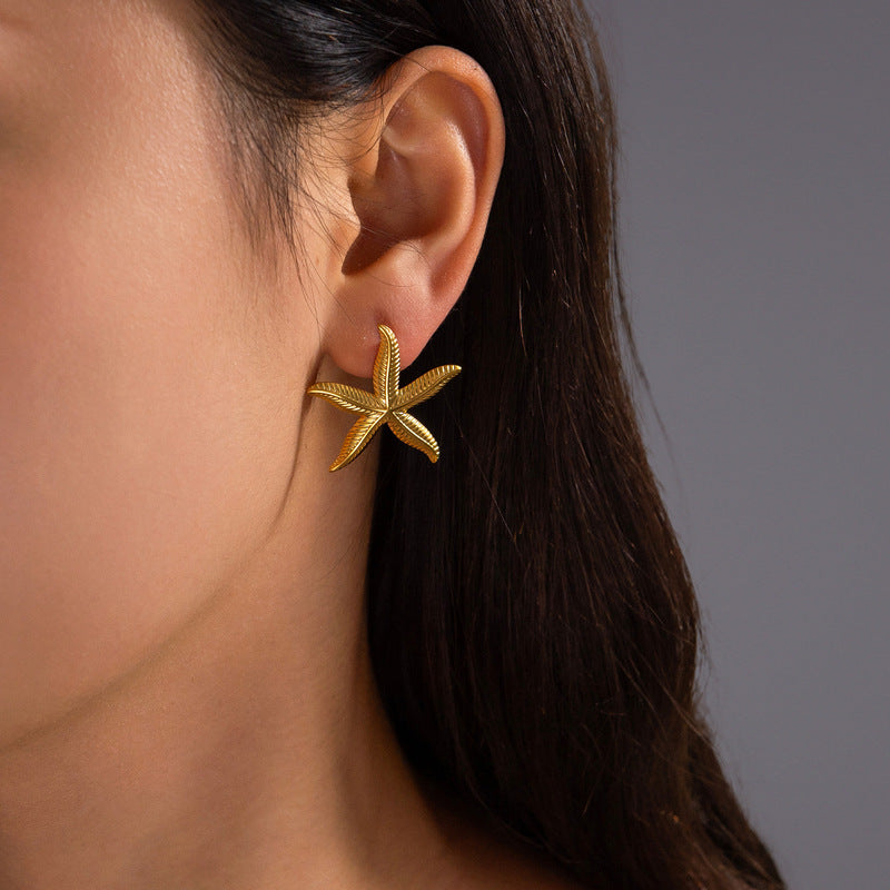 18K Gold Starfish Earrings