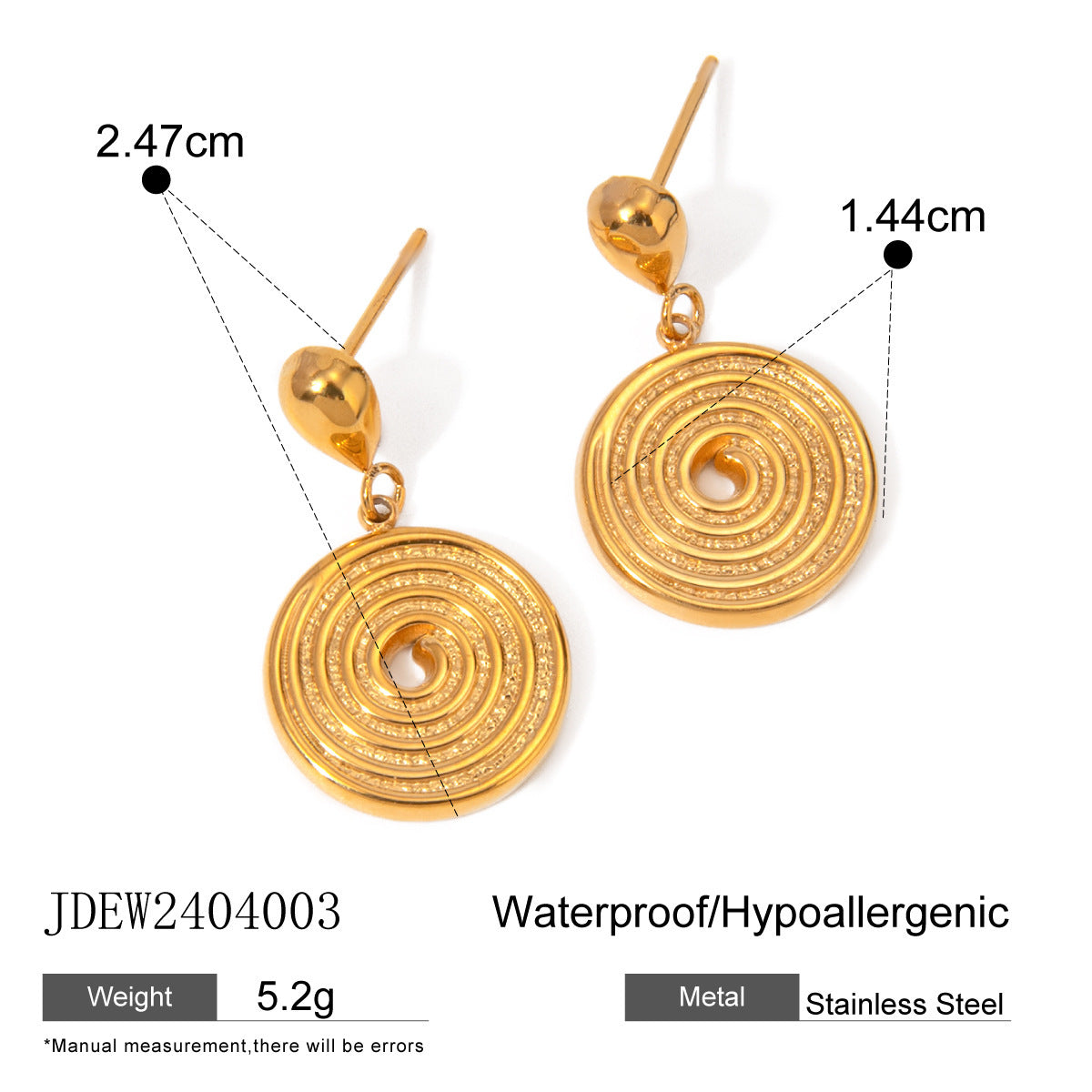 18K Gold Stainless Steel Hoop Earrings