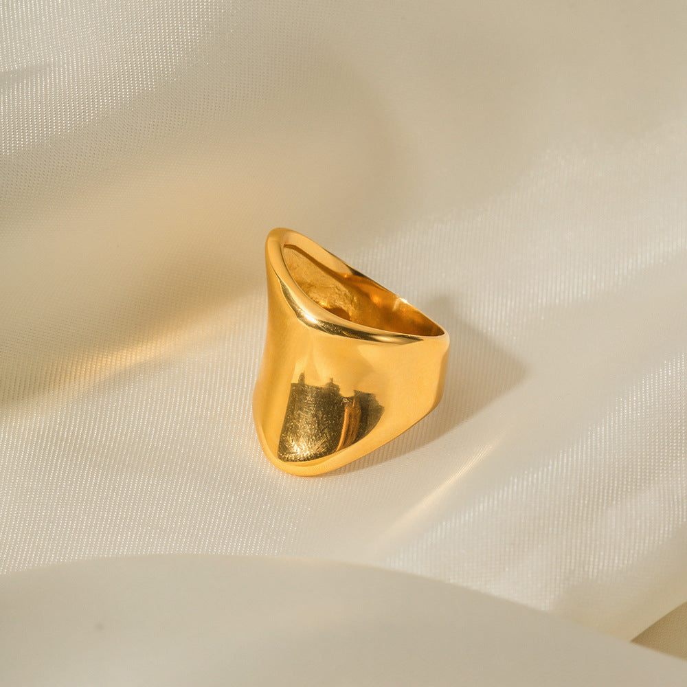 18K Gold Stainless Steel Minimalist Wide Ring