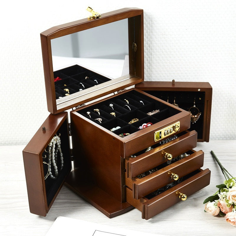 Solid Wood Jewellery Box with Combination Lock