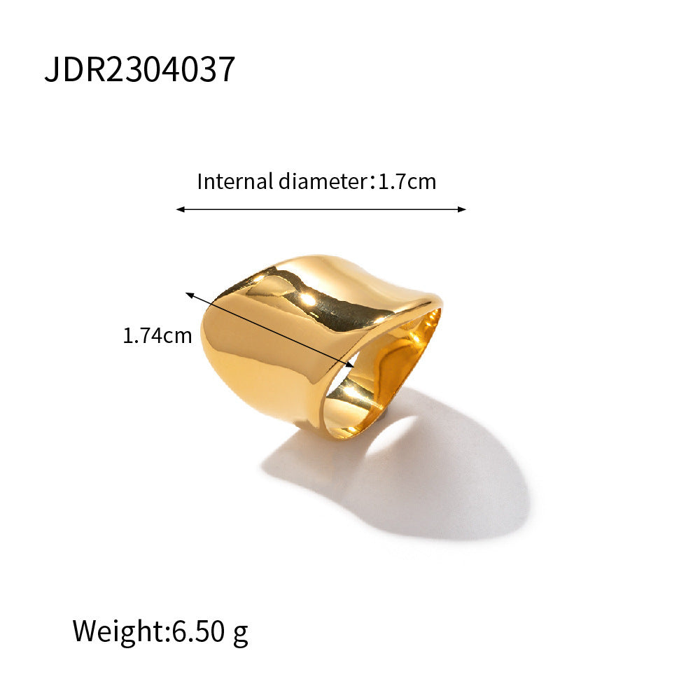 18K Gold Stainless Steel Minimalist Wide Ring