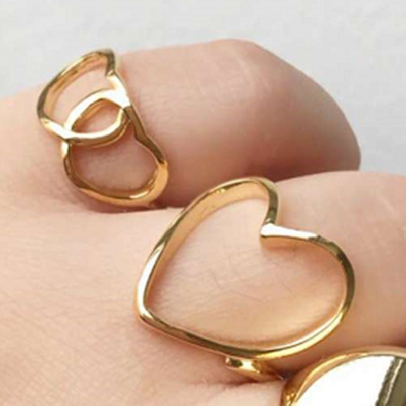 18K Gold Plating Hollow Love Heart-shaped Ring