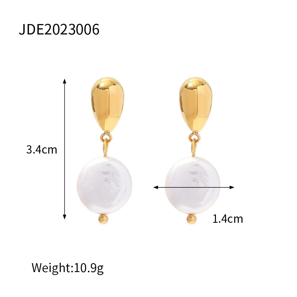 Stainless Steel Freshwater Pearl Earrings