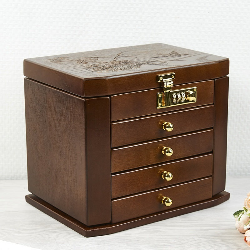 Solid Wood Jewellery Box with Combination Lock