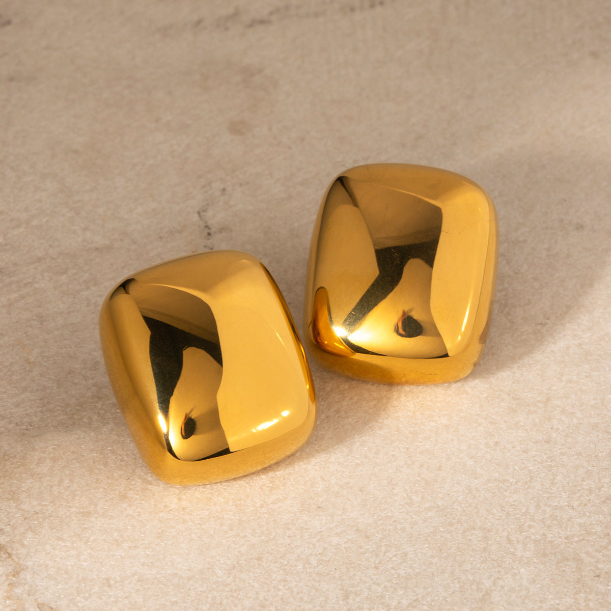 18K Gold Stainless Steel Square Earrings