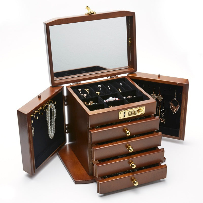 Solid Wood Jewellery Box with Combination Lock