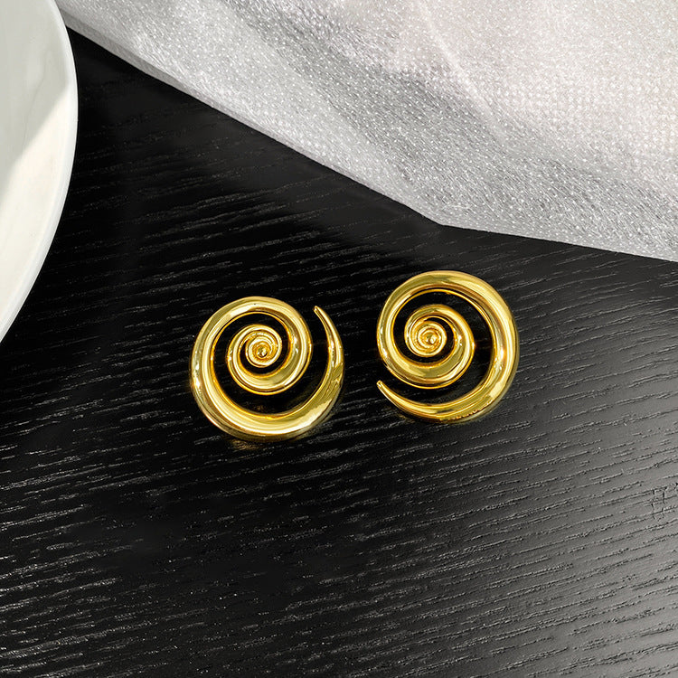 18K Geometric Rotation Gold Earrings