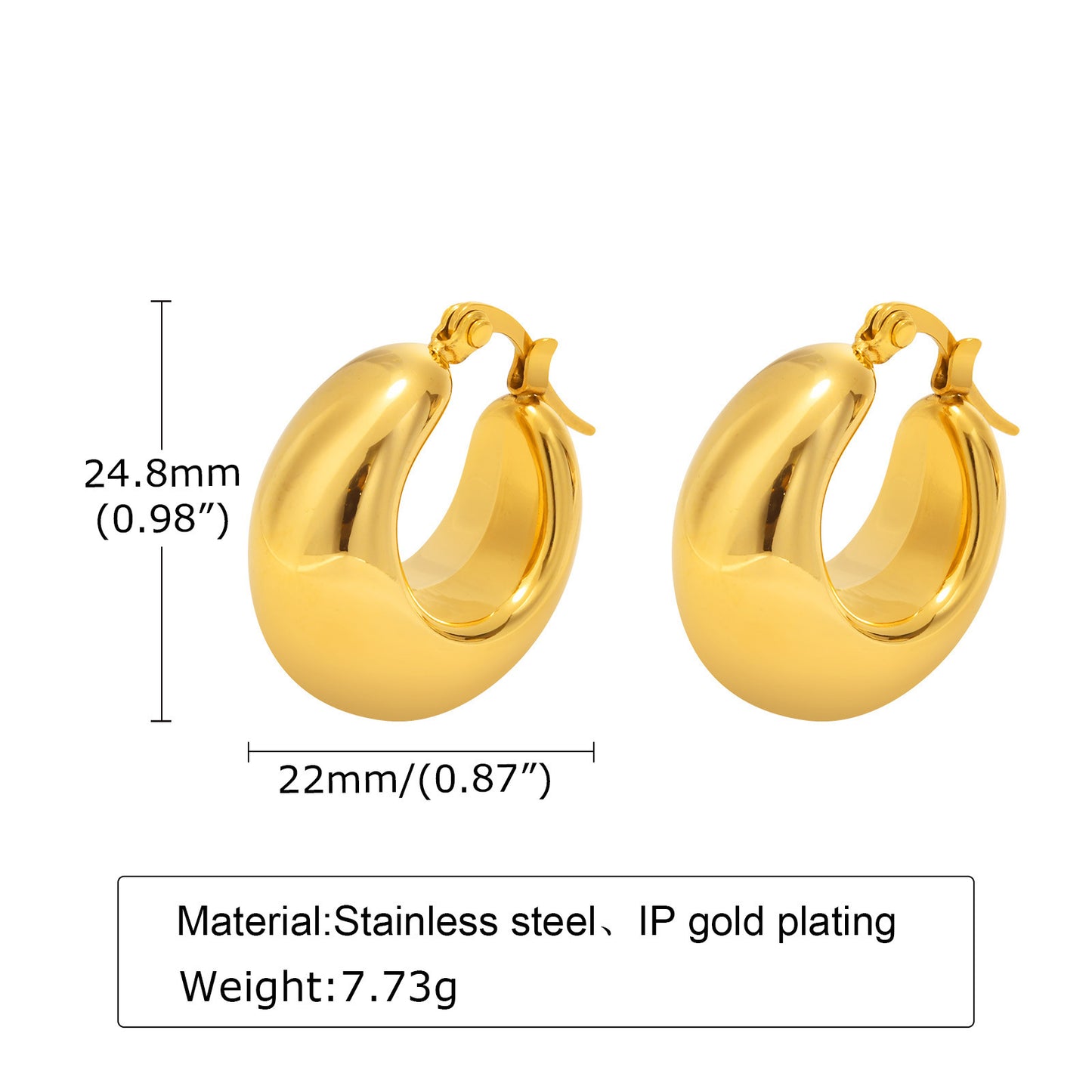 18K Gold Hollow Earrings